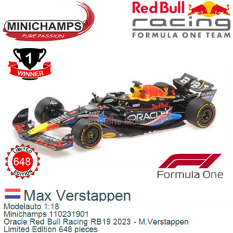 Modelauto 1:18 | Minichamps 110231901 | Oracle Red Bull Racing RB19 2023 - M.Verstappen