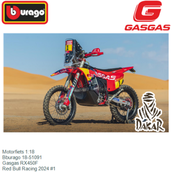 Motorfiets 1:18 | Bburago 18-51091 | Gasgas RX450F | Red Bull Racing 2024 #1