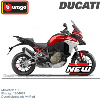 Motorfiets 1:18 | Bburago 18-51089 | Ducati Multistrada V4 Red