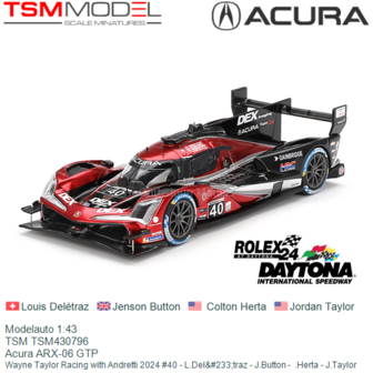 Modelauto 1:43 | TSM TSM430796 | Acura ARX-06 GTP | Wayne Taylor Racing with Andretti 2024 #40 - L.Del&amp;#233;traz - J.Button