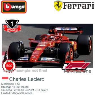 Modelauto 1:43 | Bburago 18-36844LMO | Scuderia Ferrari SF24 2024 - C.Leclerc