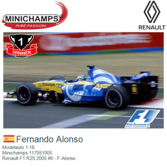 Modelauto 1:18 | Minichamps 117051005 | Renault F1 R25 2005 #5 - F.Alonso