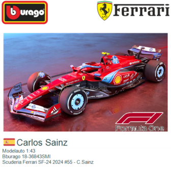 Modelauto 1:43 | Bburago 18-36843SMI | Scuderia Ferrari SF-24 2024 #55 - C.Sainz