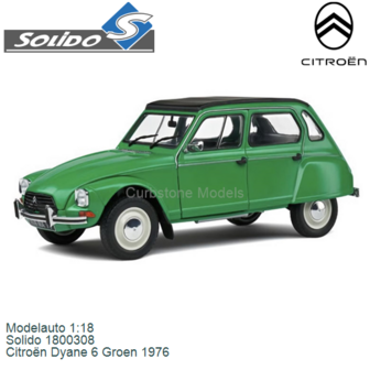 Modelauto 1:18 | Solido 1800308 | Citro&euml;n Dyane 6 Groen 1976