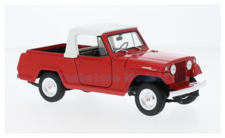 Modelauto 1:24 | Welly 24117RED | Jeep Jeepster Commando Pick-Up Rood 1967