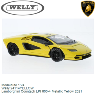 Modelauto 1:24 | Welly 24114YELLOW | Lamborghini Countach LPI 800-4 Metallic Yellow 2021