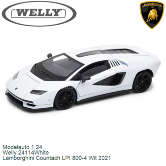 Modelauto 1:24 | Welly 24114White | Lamborghini Countach LPI 800-4 Wit 2021