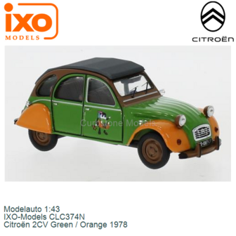 Modelauto 1:43 | IXO-Models CLC374N | Citro&euml;n 2CV Green / Orange 1978