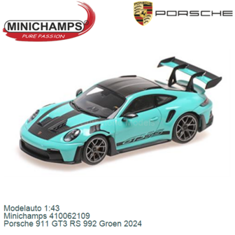 Modelauto 1:43 | Minichamps 410062109 | Porsche 911 GT3 RS 992 Groen 2024