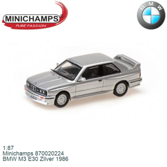 1:87 | Minichamps 870020224 | BMW M3 E30 Zilver 1986