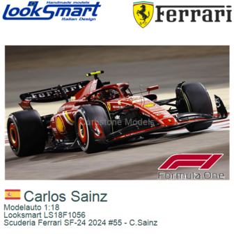 Modelauto 1:18 | Looksmart LS18F1056 | Scuderia Ferrari SF-24 2024 #55 - C.Sainz