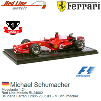 Modelauto 1:24 | Red Line Models RL24002 | Scuderia Ferrari F2005 2005 #1 - M.Schumacher