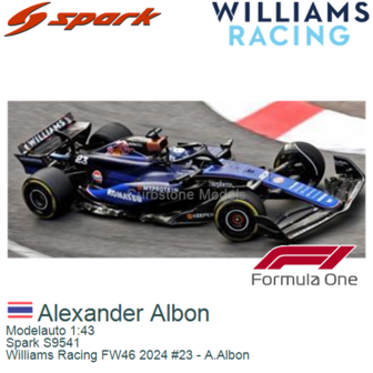 Modelauto 1:43 | Spark S9541 | Williams Racing FW46 2024 #23 - A.Albon