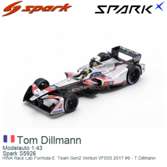 Modelauto 1:43 | Spark S5926 | HWA Race Lab Formula-E  Team Gen2 Venturi VFE05 2017 #9 - T.Dillmann