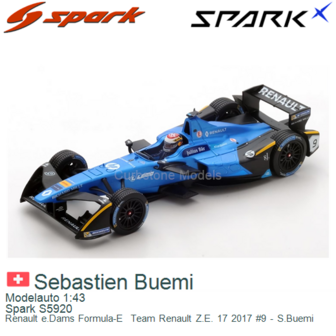 Modelauto 1:43 | Spark S5920 | Renault e.Dams Formula-E  Team Renault Z.E. 17 2017 #9 - S.Buemi