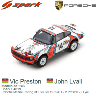 Modelauto 1:43 | Spark S4019 | Porsche Martini Racing 911 SC 3.0 1978 #14 - V.Preston - J.Lyall