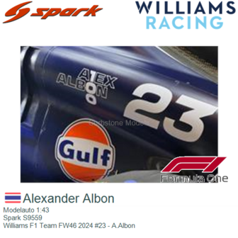 Modelauto 1:43 | Spark S9559 | Williams F1 Team FW46 2024 #23 - A.Albon