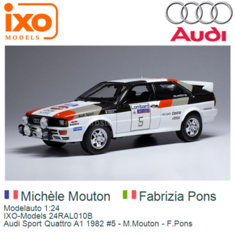 Modelauto 1:24 | IXO-Models 24RAL010B | Audi Sport Quattro A1 1982 #5 - M.Mouton - F.Pons