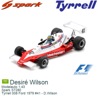 Modelauto 1:43 | Spark S7280 | Tyrrell 008 Ford 1979 #41 - D.Wilson