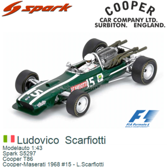 Modelauto 1:43 | Spark S5297 | Cooper T86 | Cooper-Maserati 1968 #15 - L.Scarfiotti