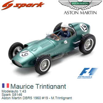 Modelauto 1:43 | Spark S8146 | Aston Martin DBR5 1960 #19 - M.Trintignant