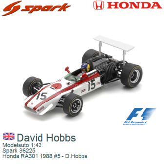 Modelauto 1:43 | Spark S6225 | Honda RA301 1988 #5 - D.Hobbs