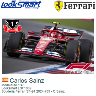 Modelauto 1:43 | Looksmart LSF1069 | Scuderia Ferrari SF-24 2024 #55 - C.Sainz