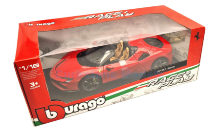 Modelauto 1:18 | Bburago 18-16016RED | Ferrari SF90 Stradale Hybrid Spider Rood 2020