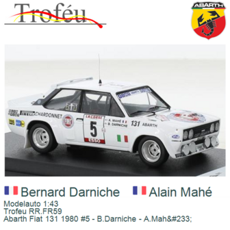 Modelauto 1:43 | Trofeu RR.FR59 | Abarth Fiat 131 1980 #5 - B.Darniche - A.Mah&amp;#233;