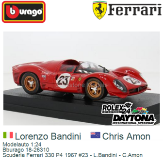 Modelauto 1:24 | Bburago 18-26310 | Scuderia Ferrari 330 P4 1967 #23 - L.Bandini - C.Amon