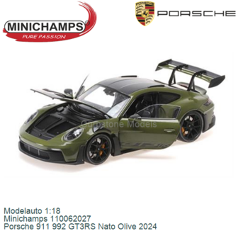 Modelauto 1:18 | Minichamps 110062027 | Porsche 911 992 GT3RS Nato Olive 2024