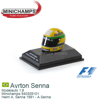 Modelauto 1:8 | Minichamps 540309101 | Helm A. Senna 1991 - A.Senna