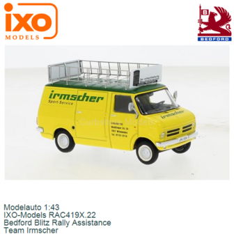 Modelauto 1:43 | IXO-Models RAC419X.22 | Bedford Blitz Rally Assistance | Team Irmscher