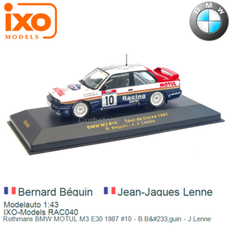 Modelauto 1:43 | IXO-Models RAC040 | Rothmans BMW MOTUL M3 E30 1987 #10 - B.B&amp;#233;guin - J.Lenne