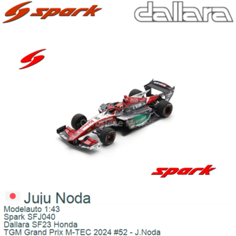 Modelauto 1:43 | Spark SFJ040 | Dallara SF23 Honda | TGM Grand Prix M-TEC 2024 #52 - J.Noda