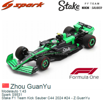 Modelauto 1:43 | Spark S9531 | Stake F1 Team Kick Sauber C44 2024 #24 - Z.GuanYu