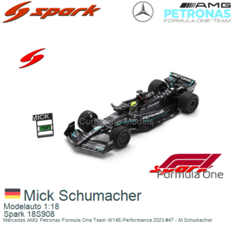 Modelauto 1:18 | Spark 18S908 | Mercedes AMG Petronas Formula One Team W14E-Performance 2023 #47 - M.Schumacher