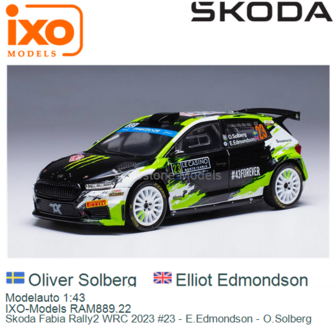 Modelauto 1:43 | IXO-Models RAM889.22 | Skoda Fabia Rally2 WRC 2023 #23 - E.Edmondson - O.Solberg