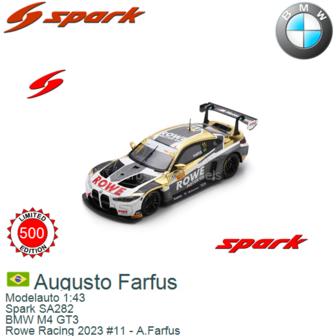 Modelauto 1:43 | Spark SA282 | BMW M4 GT3 | Rowe Racing 2023 #11 - A.Farfus