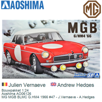 Bouwpakket 1:24 | Aoshima AO06126 | MG MGB BLMC G.HM4 1966 #47 - J.Vernaeve - A.Hedges