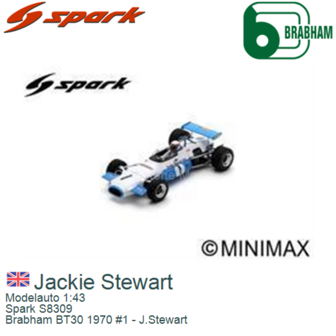 Modelauto 1:43 | Spark S8309 | Brabham BT30 1970 #1 - J.Stewart