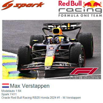 Modelauto 1:64 | Spark Y411 | Oracle Red Bull Racing RB20 Honda 2024 #1 - M.Verstappen