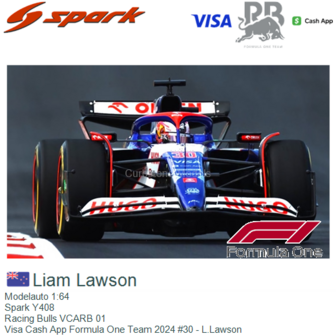 Modelauto 1:64 | Spark Y408 | Racing Bulls VCARB 01 | Visa Cash App Formula One Team 2024 #30 - L.Lawson