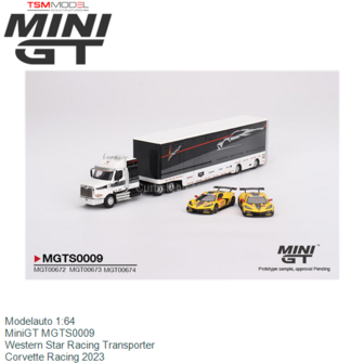 Modelauto 1:64 | MiniGT MGTS0009 | Western Star Racing Transporter | Corvette Racing 2023