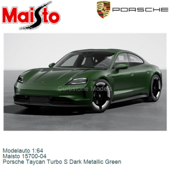 Modelauto 1:64 | Maisto 15700-04 | Porsche Taycan Turbo S Dark Metallic Green