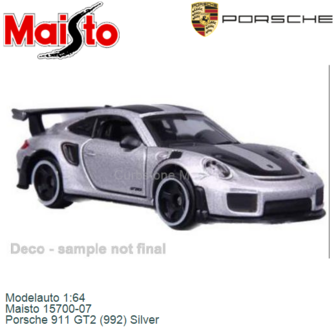 Modelauto 1:64 | Maisto 15700-07 | Porsche 911 GT2 (992) Silver