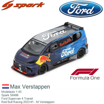 Modelauto 1:43 | Spark S6498 | Ford Supervan 4 Transit | Red Bull Racing 2023 #1 - M.Verstappen