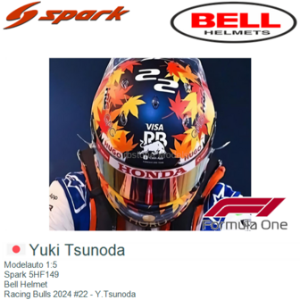 Modelauto 1:5 | Spark 5HF149 | Bell Helmet | Racing Bulls 2024 #22 - Y.Tsunoda