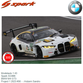 Modelauto 1:43 | Spark SG986 | BMW M4 GT3 | Project 1 2023 #56 - -.Holzem Sandro