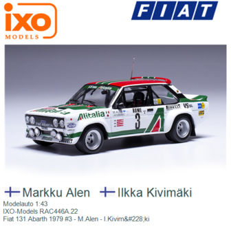 Modelauto 1:43 | IXO-Models RAC446A.22 | Fiat 131 Abarth 1979 #3 - M.Alen - I.Kivim&amp;#228;ki